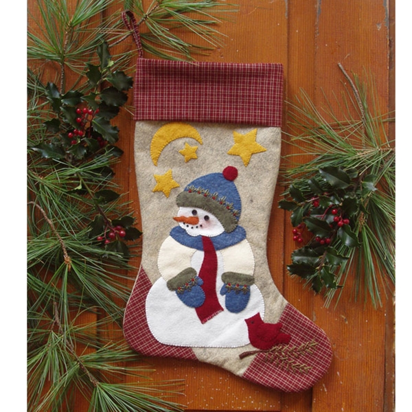 Handmade snowman christmas stocking 