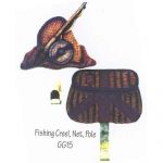 FISHING CREEL, NET, POLE Quilt Hanger*
