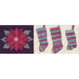 CELEBRATE THE SEASON #3 POINSETTIA, STRIIPED STOCKINGS