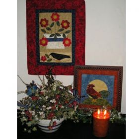 American Folk Art Flower Pot-Crow-Rooster Pattern