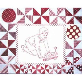 PLAYMATES QUILT-BLOCK 07 BOY WITH  TRAIN