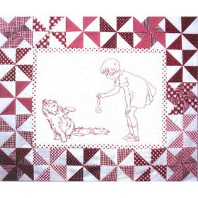 PLAYMATES QUILT-BLOCK 11 GIRL WITH CAT